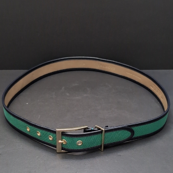 Talbots Women's Green/Blue Leather/Canvas Belt,Size L. - Picture 1 of 12